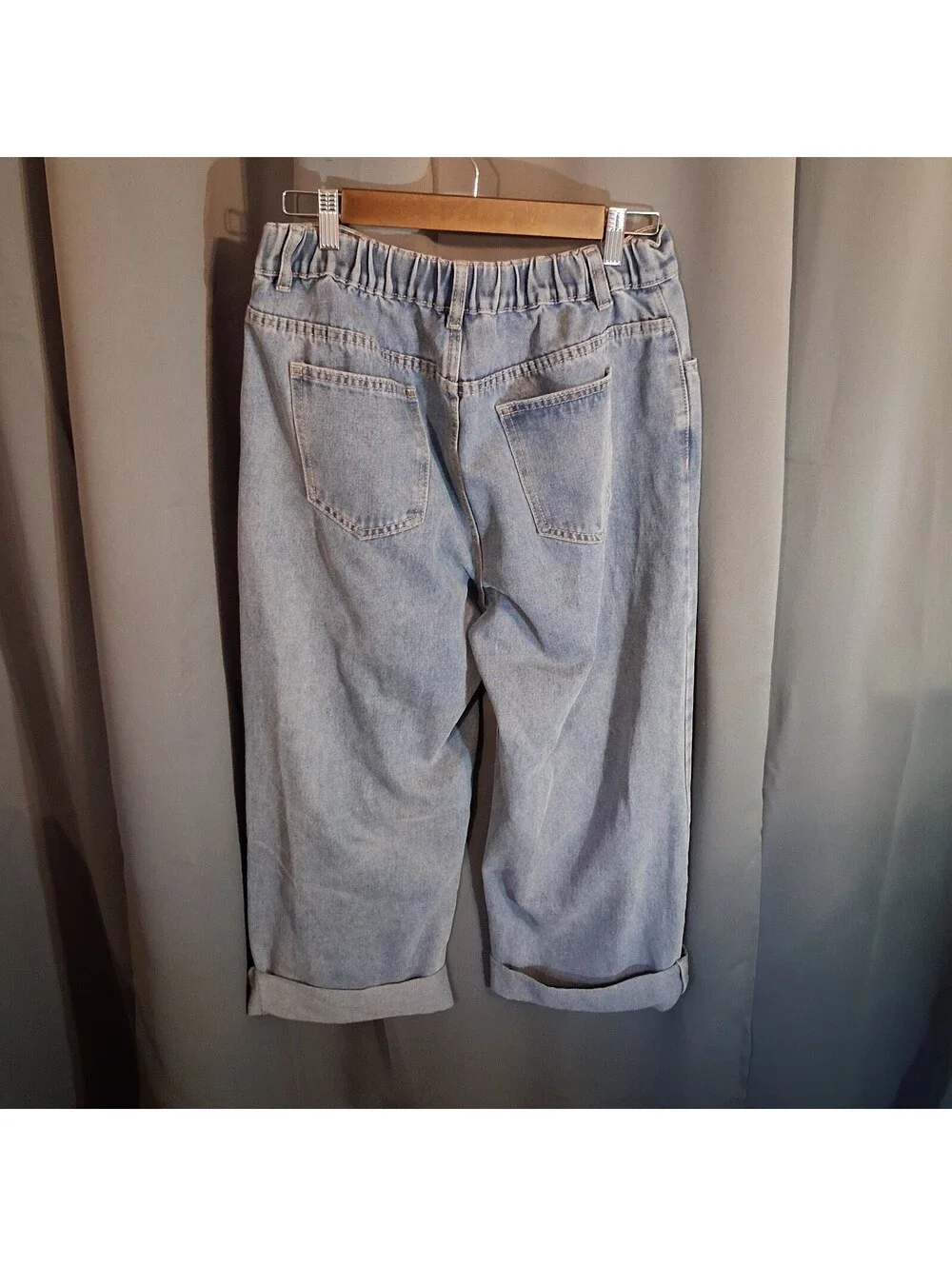 SHEIN Light Wash Denim Jeans with Star Cutout Details Size 30